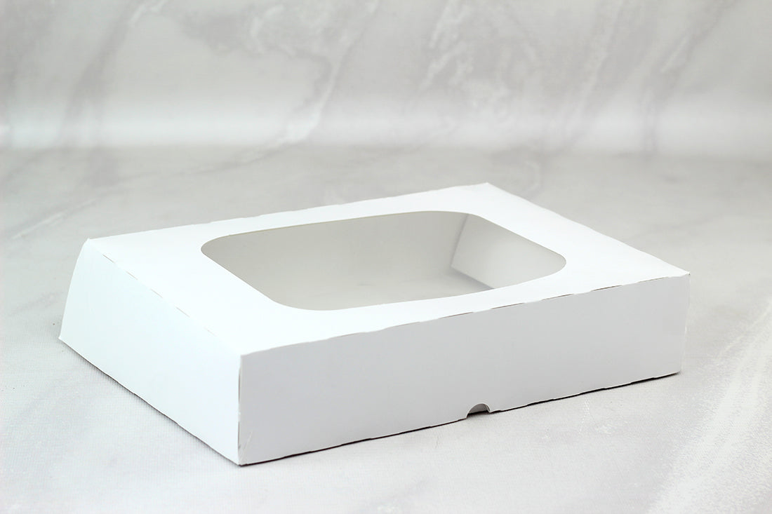 200 Cajas Para Donas Tipo Bandeja 2 Piezas. Blanca en Texcote. Medidas 17x8.5x4.5cm.