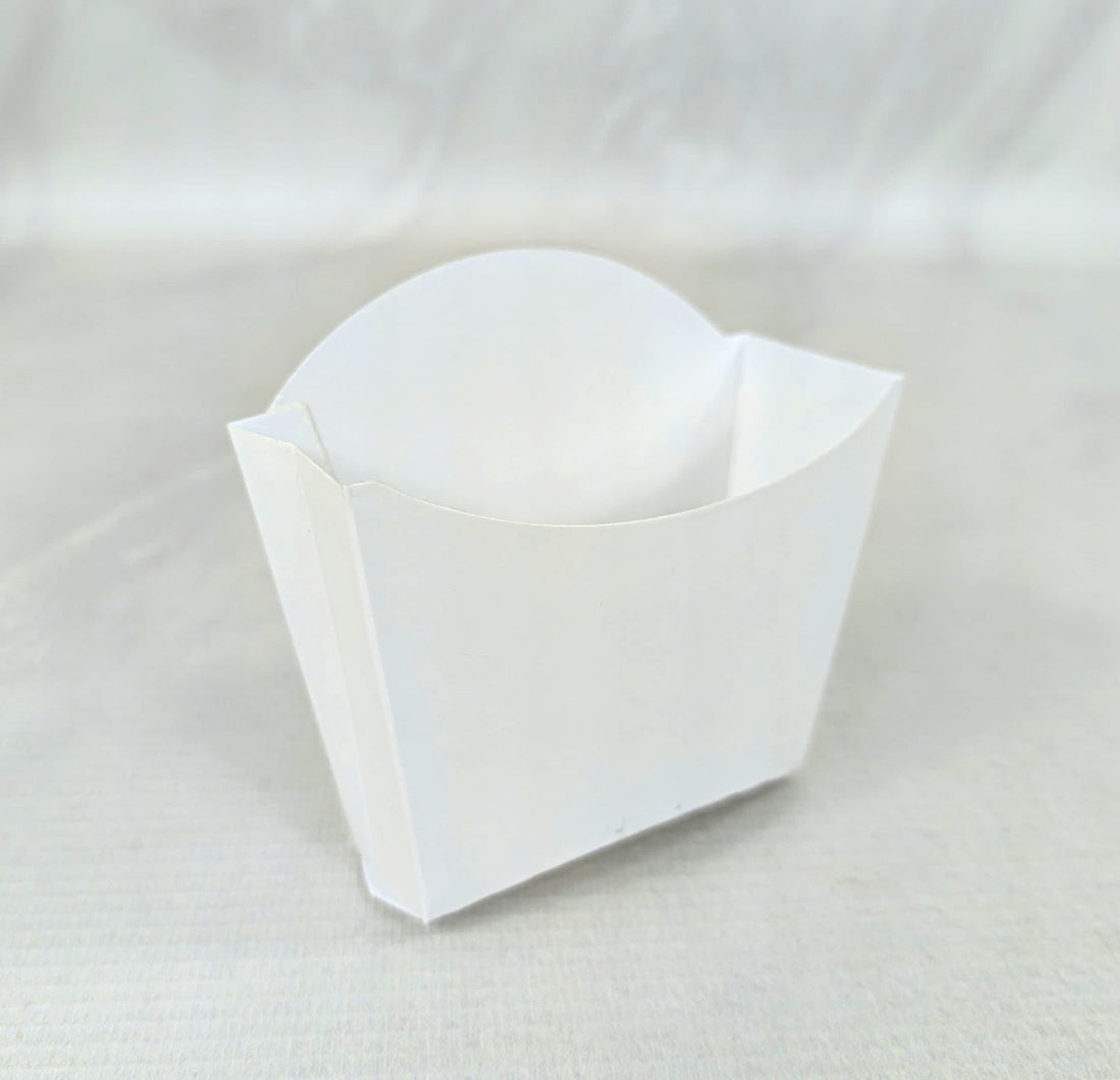 Ciento de Cajas para Papas Medianas sin Impresión en Texcote o Kraft. Medidas: 8.5X8X3.5cm.