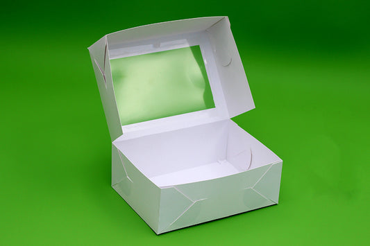 Ciento de Cajas con Ventana de Acetato Blancas Medidas: 16x12x6 cm