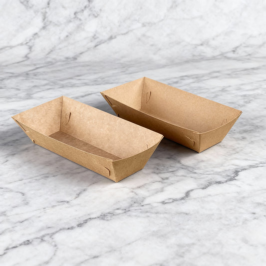 Ciento de Bandejas Para Hot Dog Sin Impresión Kraft MEDIDAS: 21X12X5 CM.