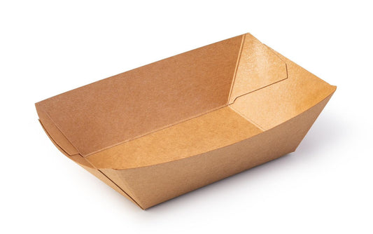 Millar de Bandejas Para Papas o Nachos Sin Impresión en Kraft o Texcote Blanco. Medidas: 20x14x4.5 cm