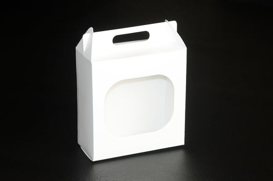 Ciento de Caja Tipo Lonchera en Texcote Blanco. Medidas: 16x20x7cm.